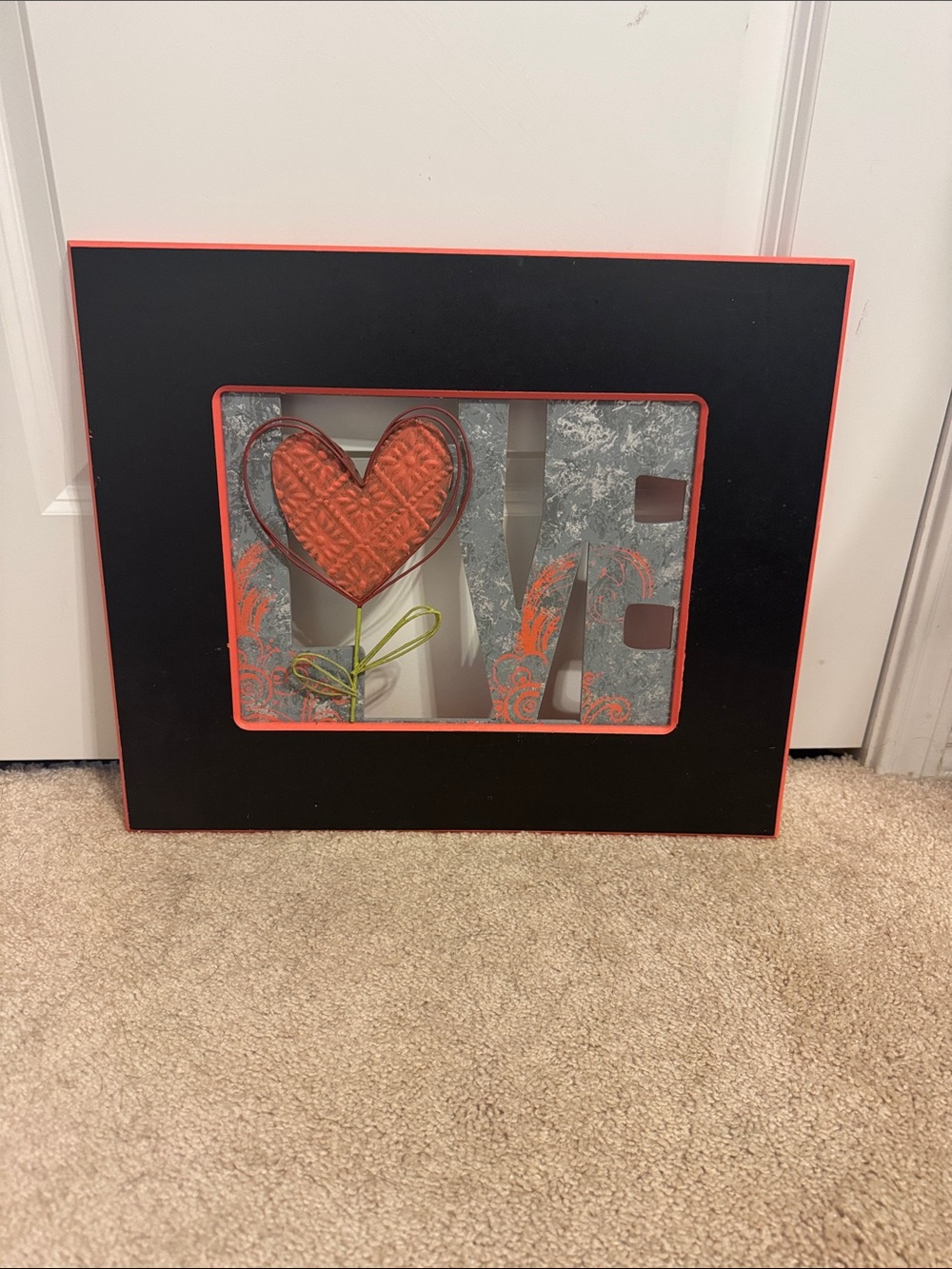 Hobby Lobby Black and Red Heart Mixed Media Wall Art
